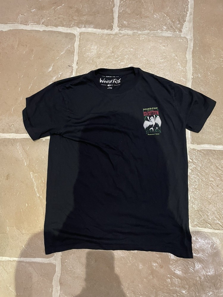 LED-ZEPPELIN colab with weird fish T-shirt 2020  Black Size Large double side