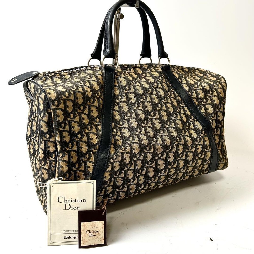 Christian Dior Trotter Canvas Navy Mens Boston Bag From Japan TK