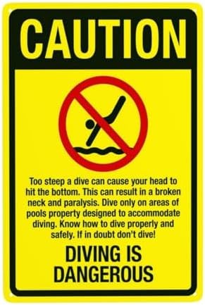 Diving Is Dangerous Warning Metal Sign for Pool Rules Decor 8 x 12 Inch