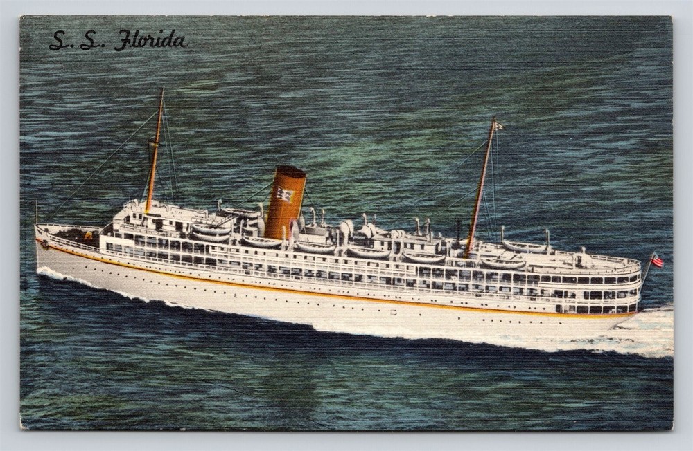 SS Florida Nassau Cruise Ship P & O Steamship Co. Miami FL Vtg Postcard C