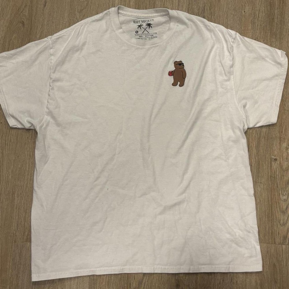 Riot Society White Crew Neck Short Sleeve Men's T-Shirt XL Cotton Graphic Logo
