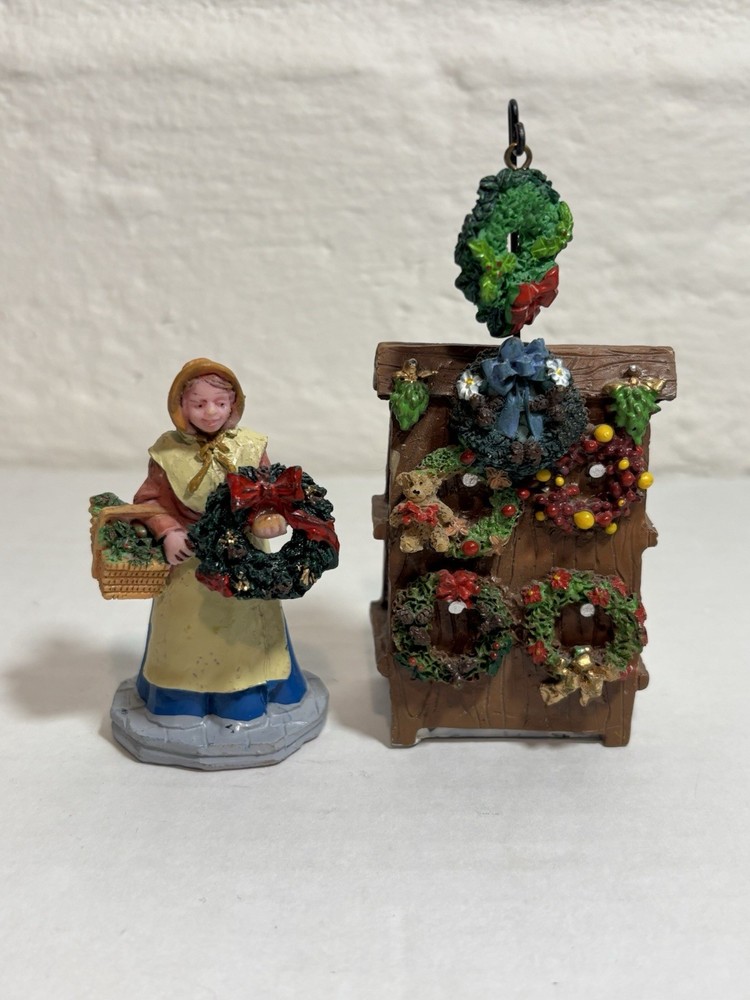 Lemax Christmas Greens for Sale and Wreath Display Set of 2 #64468 #52054