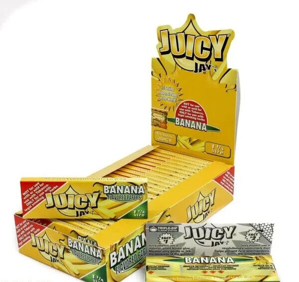 Juicy Jay’s Flavored Rolling Papers – Banana – 1 1/4 -24pks per display