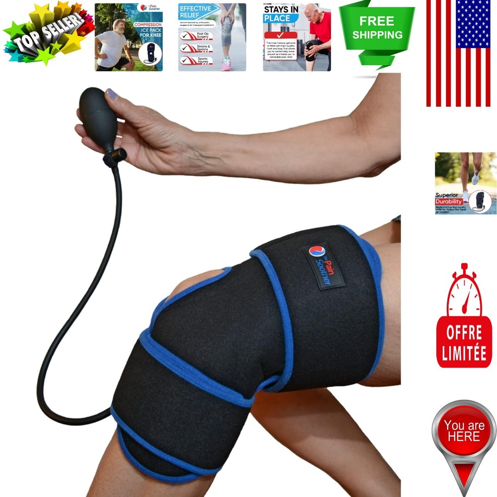 Reusable Cold Therapy Knee Brace with Air Pump for Pain Relief & Swelling Reduction