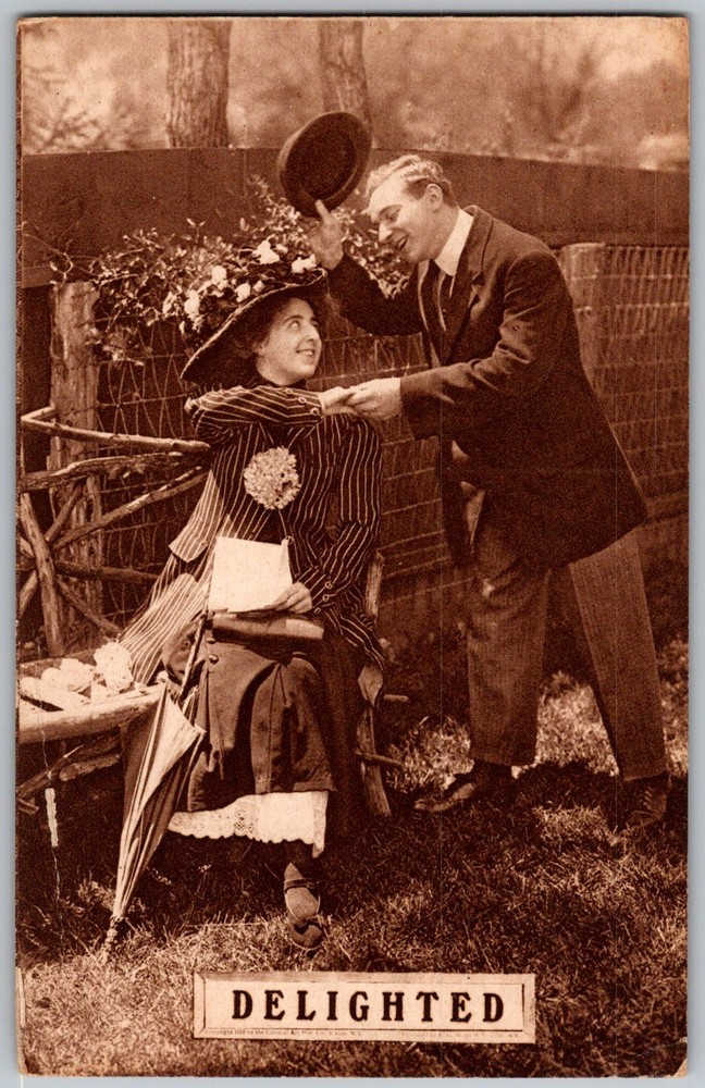 Antique Postcard Man Tipping Hat To 1910s