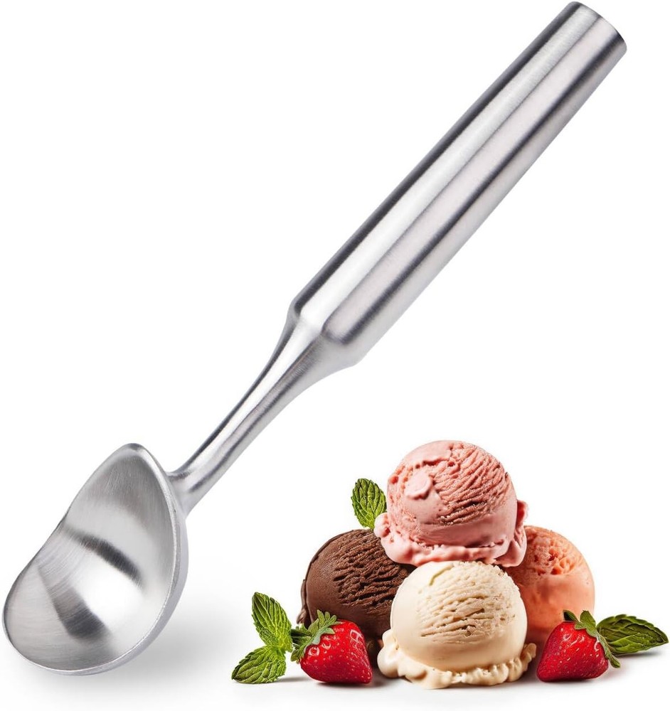 Stainless Steel Heavy Duty Seamless Ice Cream Scoop with Comfortable Grip