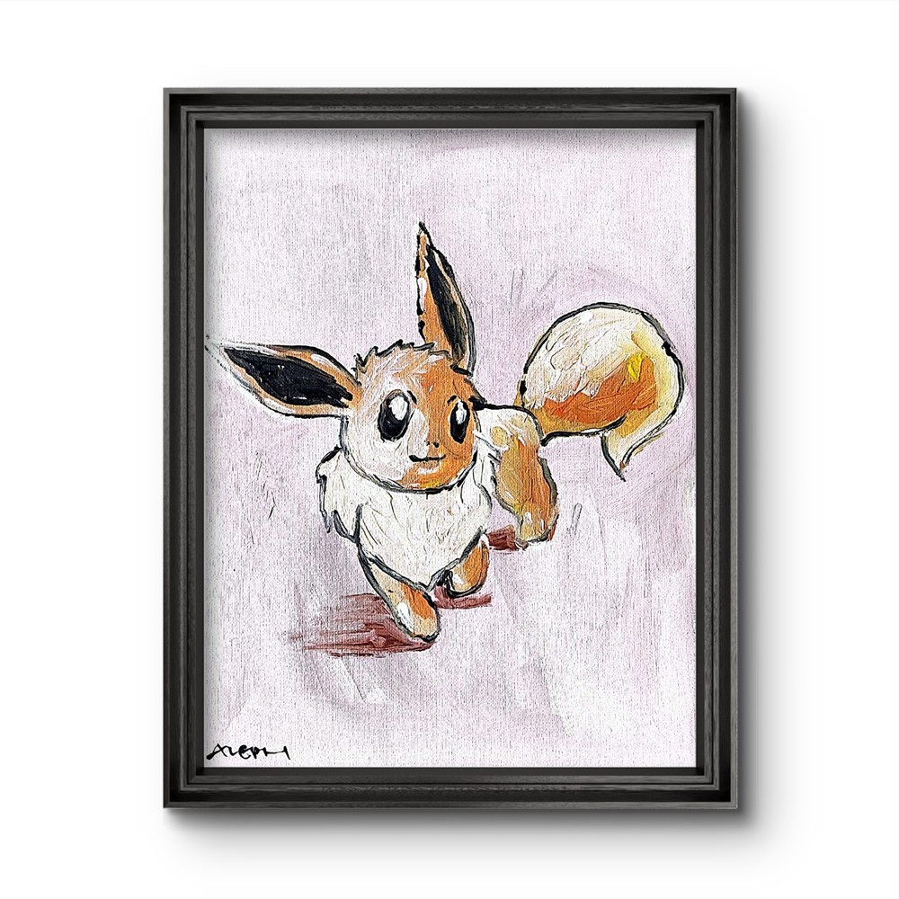 Aleph Original Eevee 14x11 Abstract Expressionist Pokemon Painting Canvas