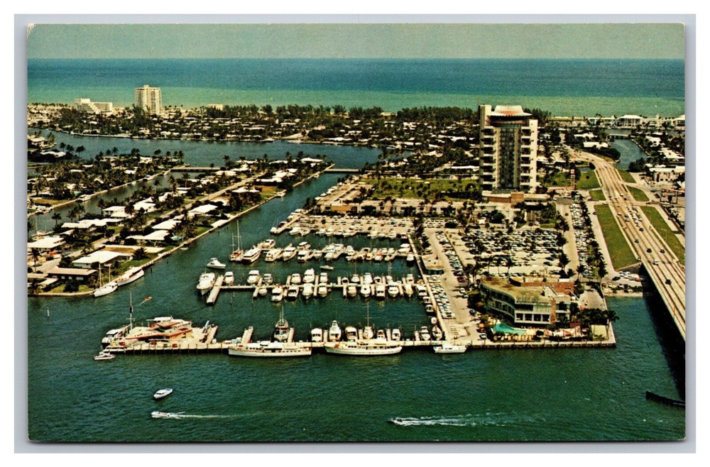 Fort Lauderdale FL Florida Pier 66 Hotel Aerial View Unp Chrome Postcard