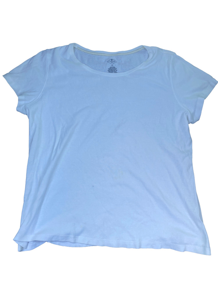 St. John's Bay Women's White Short Sleeve Essential T-Shirt XL 100% Cotton Basic