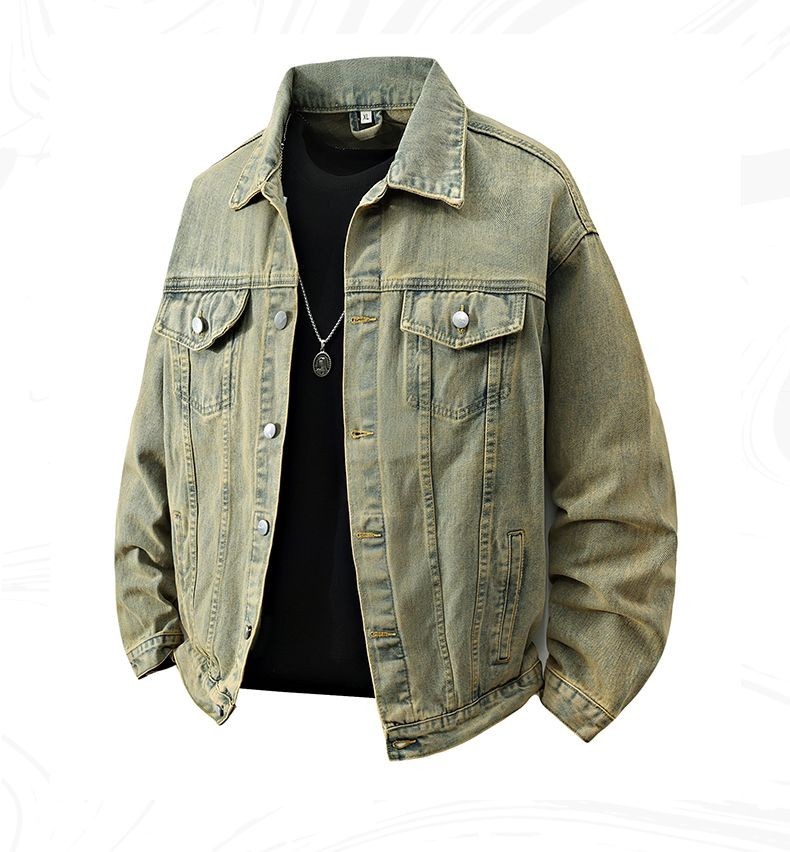 Classic Men's Denim Jacket Casual Cotton Jean Coat Loose Fit Outerwear All-Match
