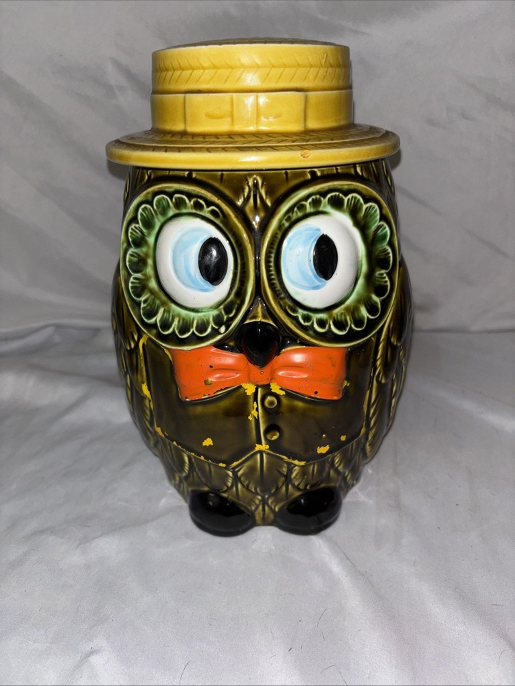 Vintage 10” Tall Owl Cookie Jar. Made In Japan