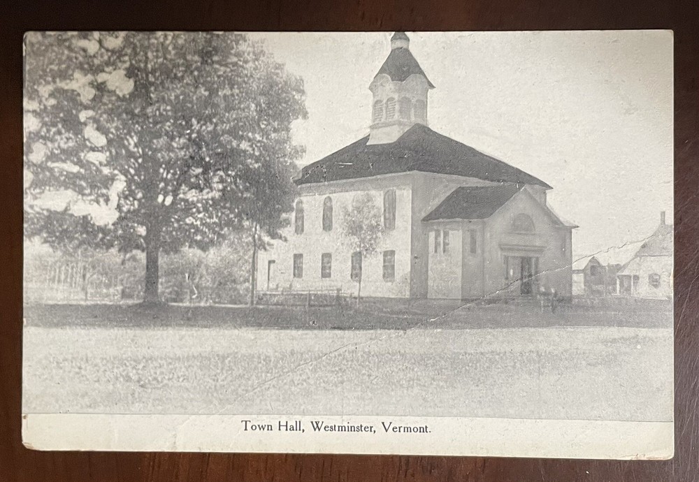 Westminster Vermont VT Town Hall 1910 Antique Postcard