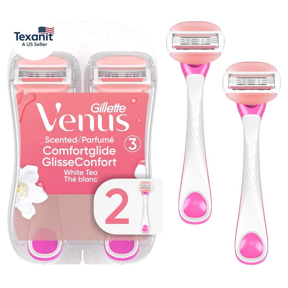 Comfortglide Disposable Razors for Women, 2 Count, White Tea Scented Moisture Ba
