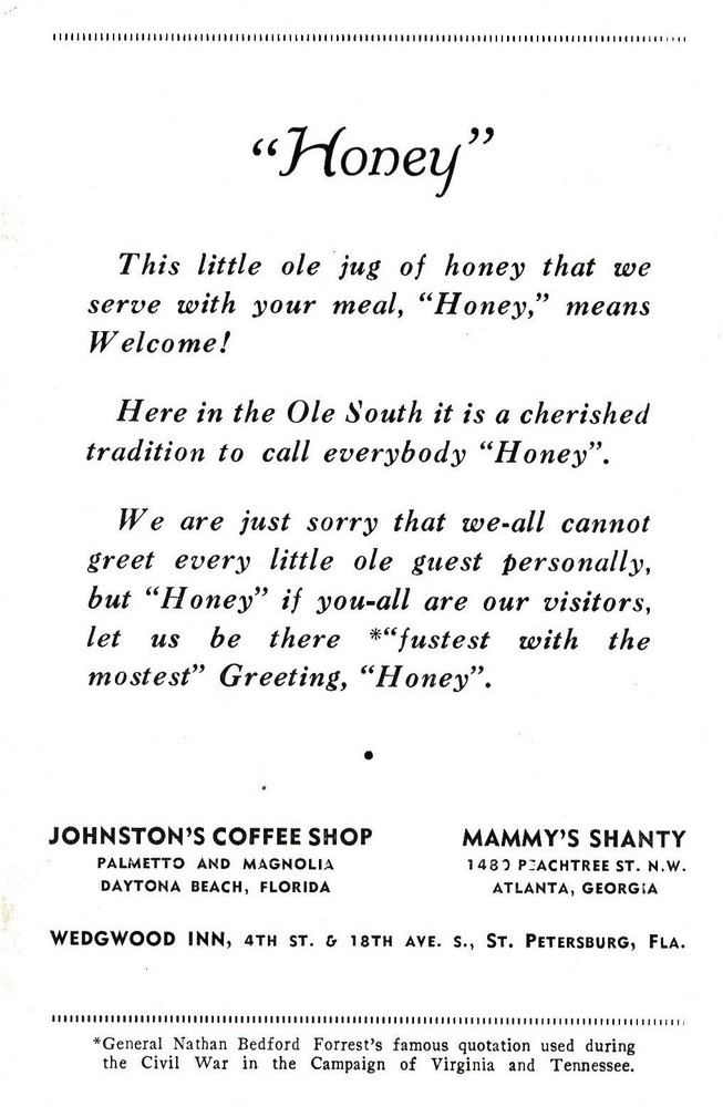 Johnston's Coffee Shop, Daytona Beach, FL.,  Vintage Postcard