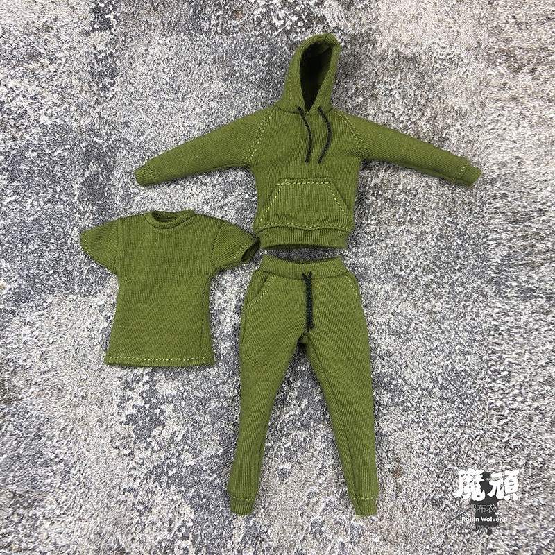 1/12 Scale Hoodie Sweater Top T-shirt Pants Clothes For 6'' Male Action Figure