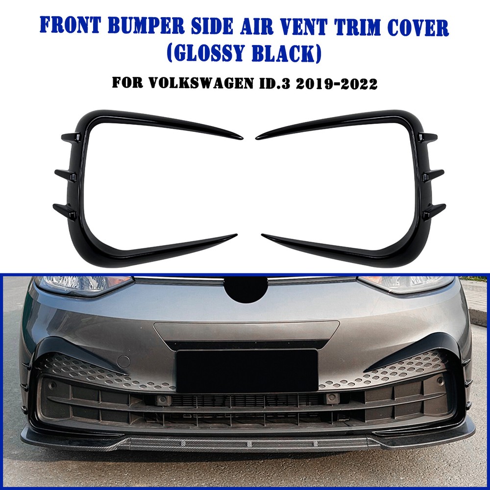 Gloss Black Front Bumper Air Vent Trims for VW ID.3 2019-2022