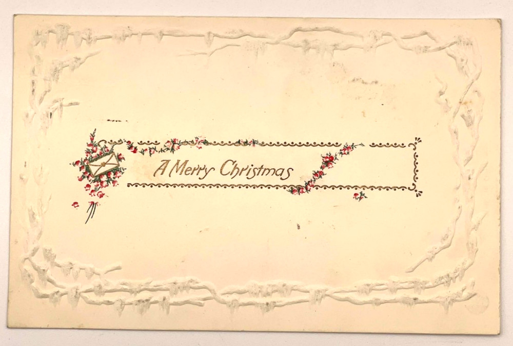 Vintage 1910s MERRY CHRISTMAS Embossed Greetings Postcard TIC / Made in Germany