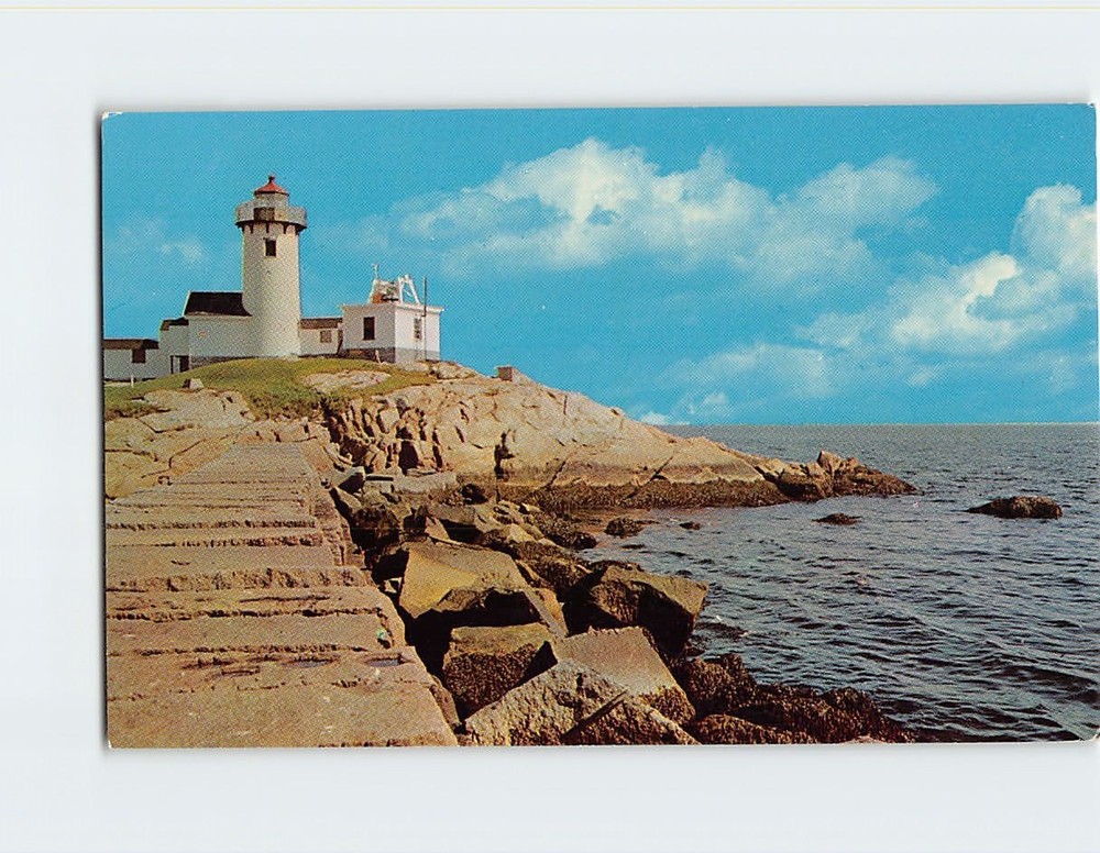 Postcard Eastern Point Light and Breakwater Gloucester Massachusetts USA