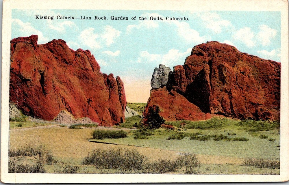 Dr Jim Stamps Postcard Kissing Camels Lion Rock Garden Of The Gods Colorado