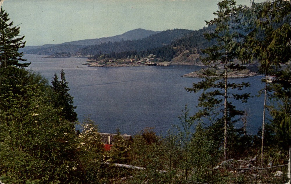 Pender Harbor British Columbia Canada scenic aerial unused vintage postcard