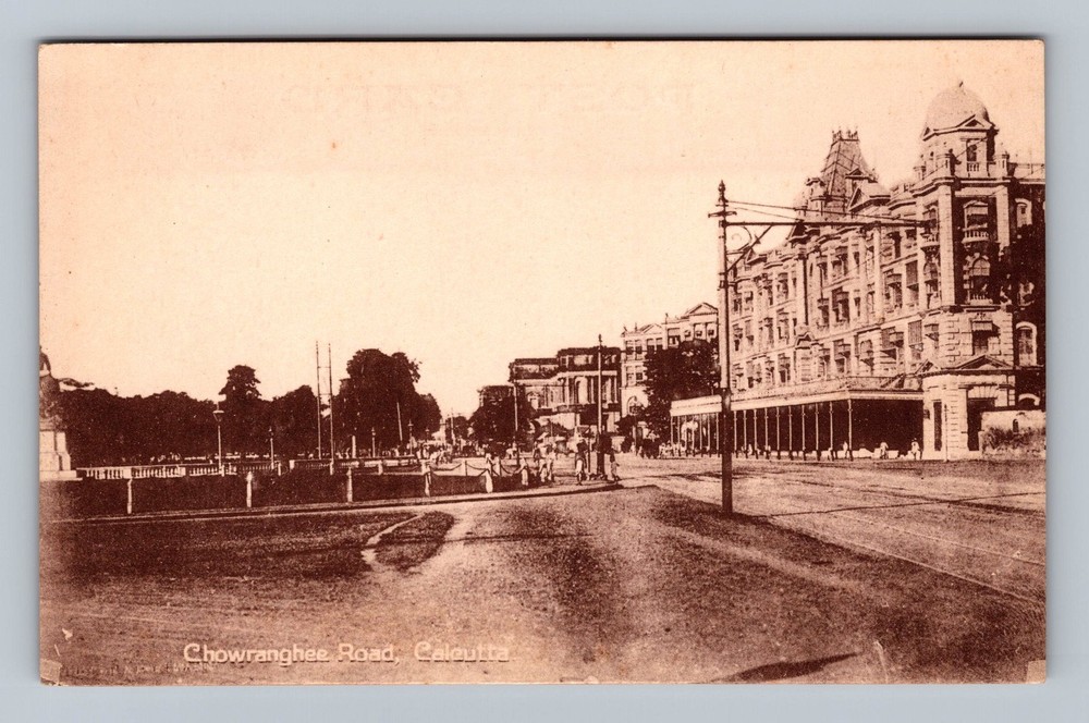 India- Calcutta Chowranghee Road Standard Postal Card View Old Vintage Postcard