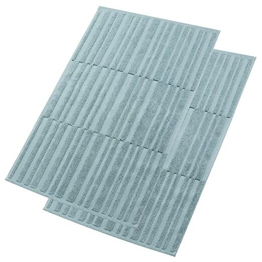 Non-Slip Cotton Bath Mat 2-Pack in Blue for Bathroom