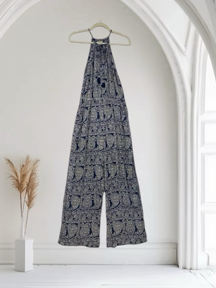 American Eagle Paisley Sleeveless Jumpsuit Women’s Size Small Wide Leg Boho Chic
