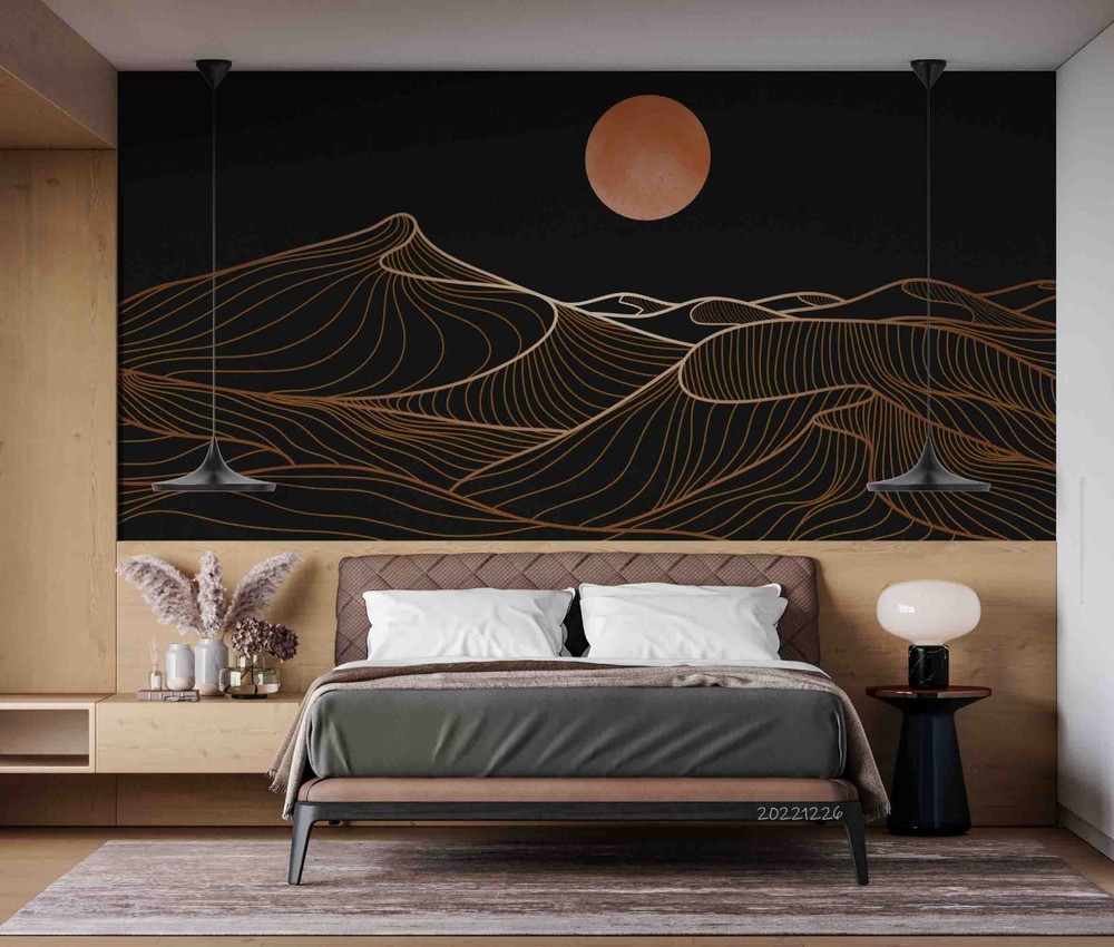 3D Mountain Moon Abstract Painting Wall Murals Wallpaper Murals Wall Sticker 4
