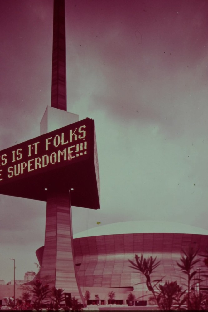 c1970's 35mm Slide Film Louisiana Superdome New Orleans Stadium Tower Sign