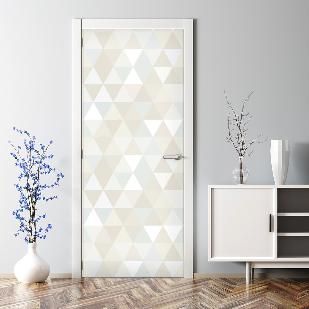 Triangle pattern Bubble Free Door sticker golden and grey Decal wall decor