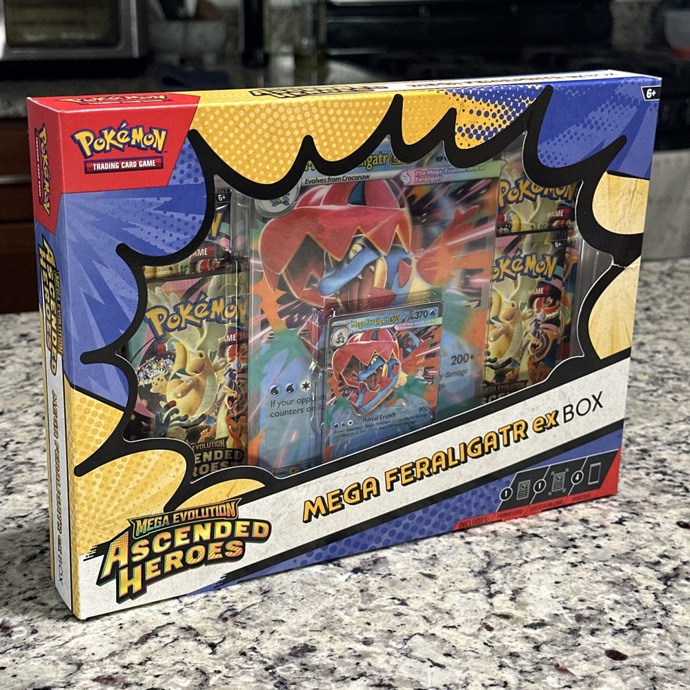 Pokémon TCG Mega Feraligatr ex Box Sealed – Ascended Heroes Collection Box