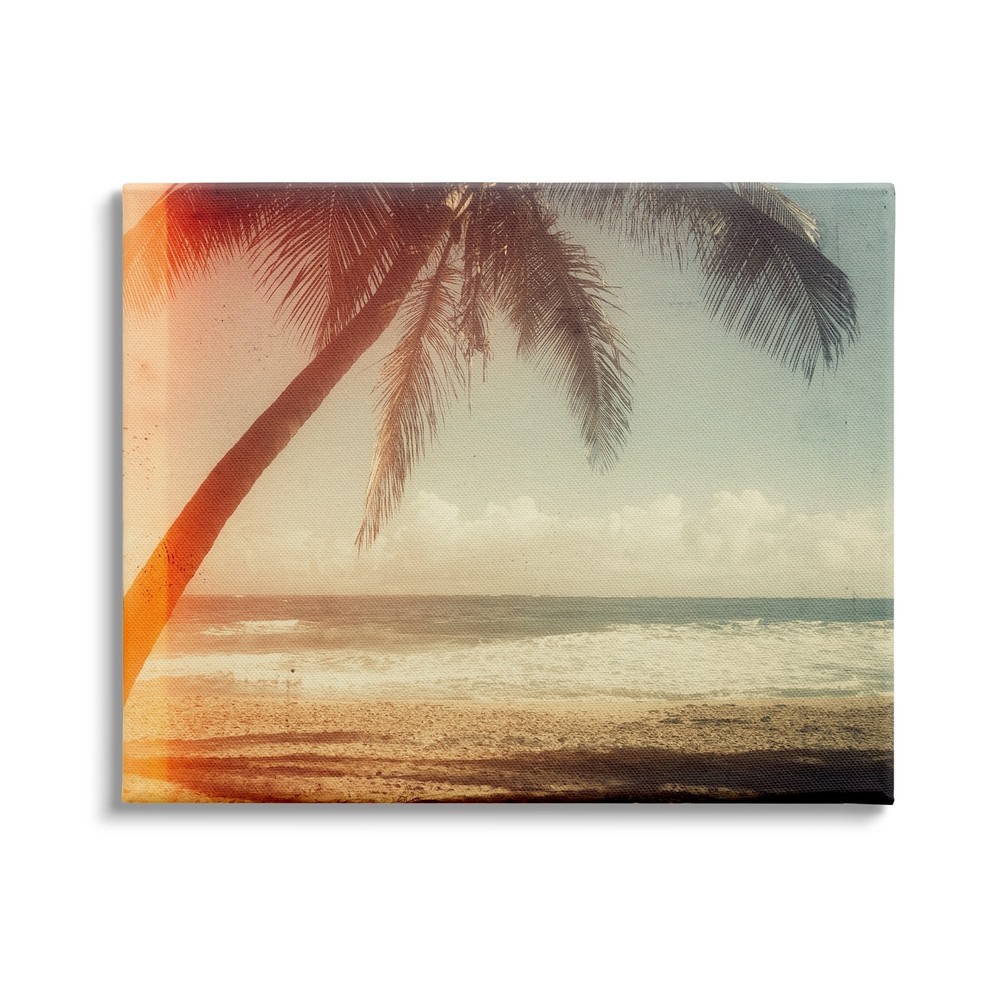 Stupell Vintage Sun Bleached Ocean Scene Hanging Palm Tree