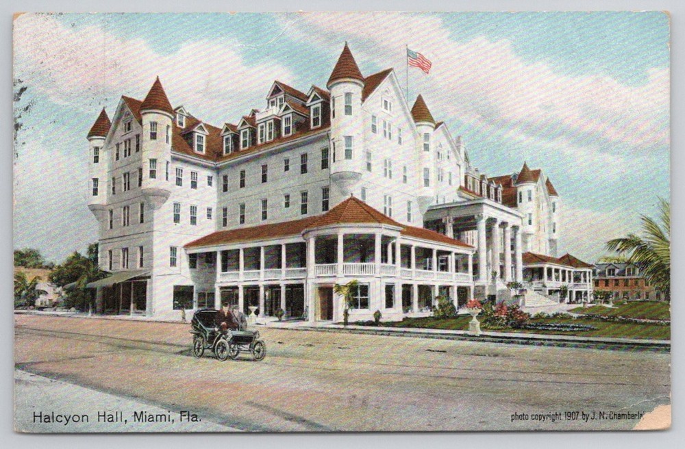 Halcyon Hall Miami, Florida 1907 Postcard - J.N. Chamberlain Litho