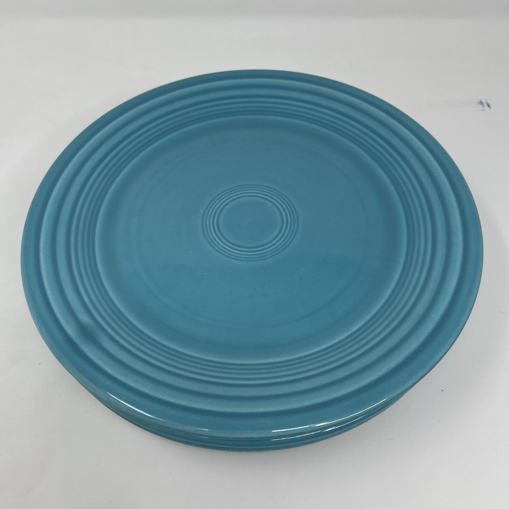Vintage Fiesta Ware Turquoise Blue Dinner Plates 9.5” Set Of 4 Homer Laughlin