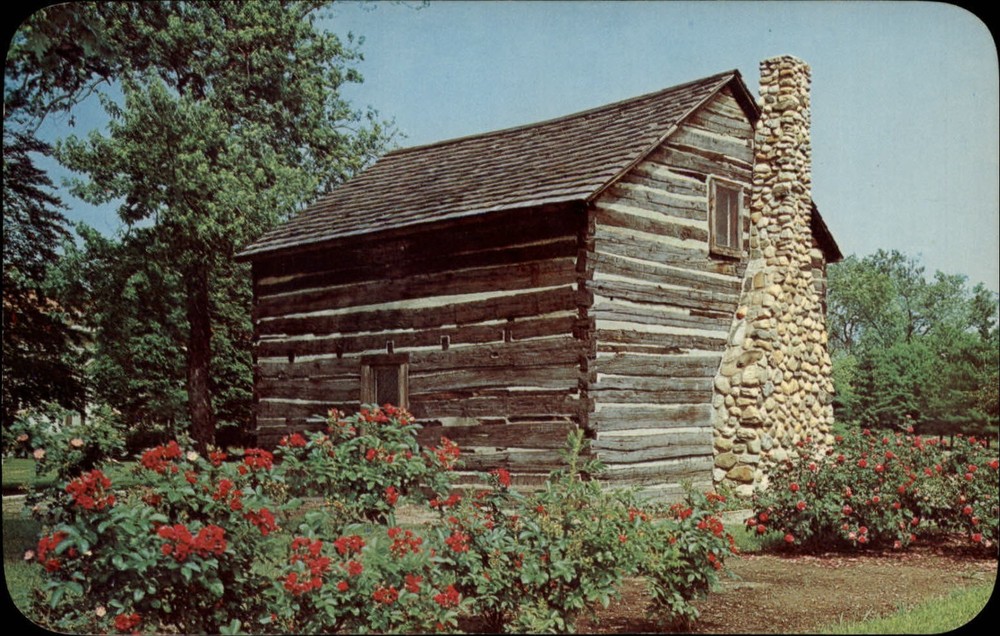 South Bend Indiana Pierre Navarre Cabin fur trading post 1820 ~ unused postcard