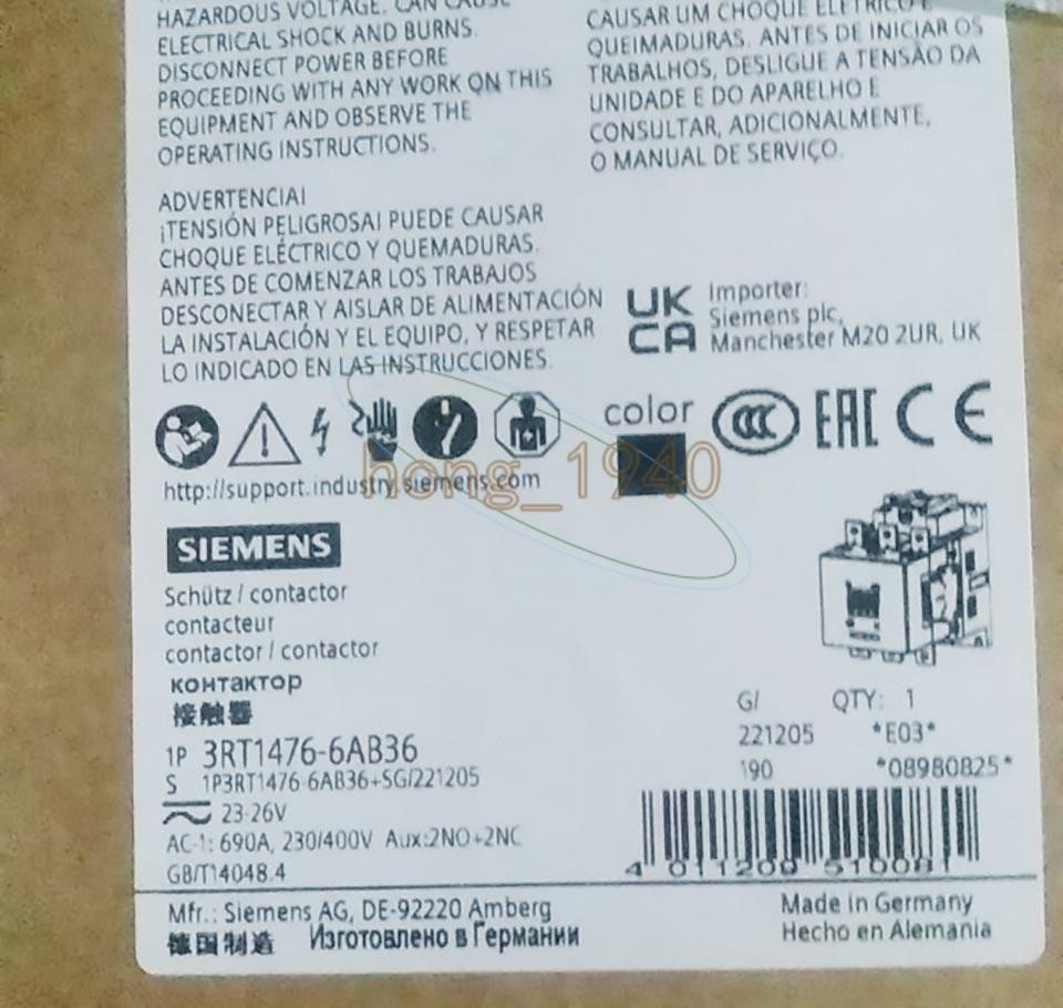 One New Siemens Contactor 3Rt1476-6Ab36