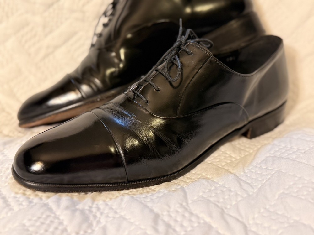 Mario Bruni Mens Leather Oxford Dress Shoe Size 11.5 Black Made in Italy