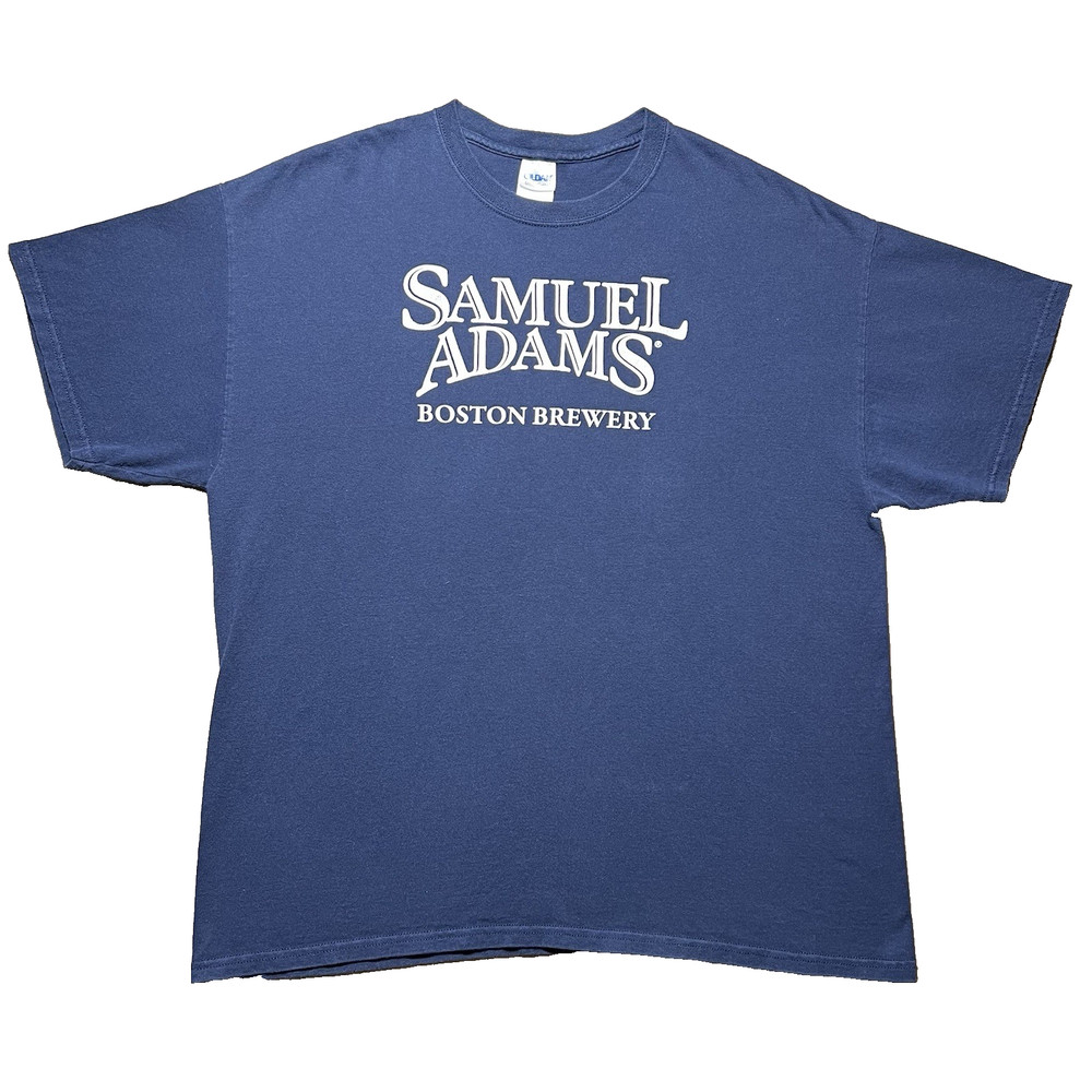 Samuel Adams Boston Brewery T Shirt Mens XL Navy Blue Y2K Beer