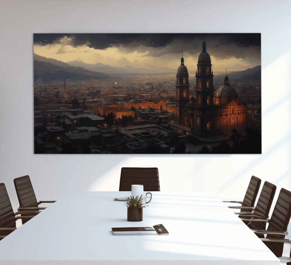 San Luis Potosí Skyline Paint, Mexico Wall Art Canvas Unframed Print Art