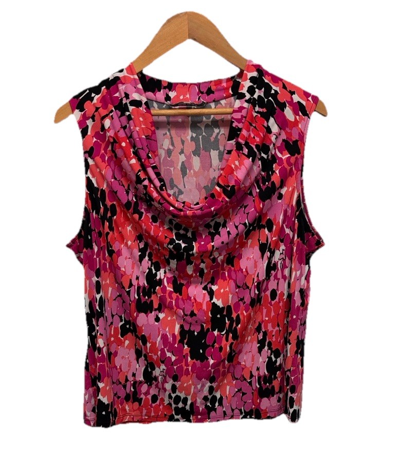 Jones Studio Separates Womens XL Cowl Neck Tank Top Blouse Floral Colorful Art