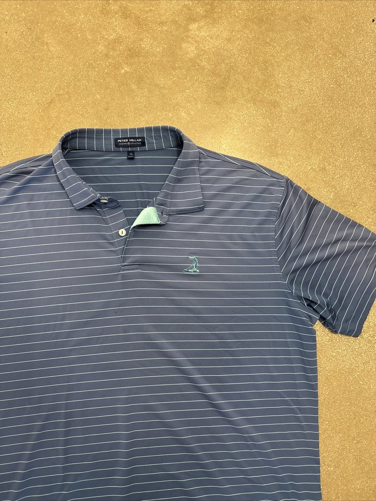 Mens Peter Millar Striped Polo Golf Performance Size Xl Crown Crafted Small Flaw