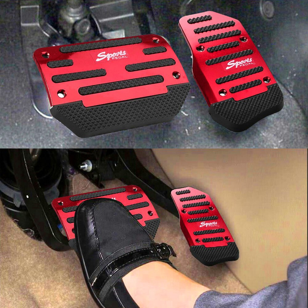 Car Aluminum Automatic Gear Brake Accelerator Non-Slip Pedal Foot Pad Cover 2Pcs