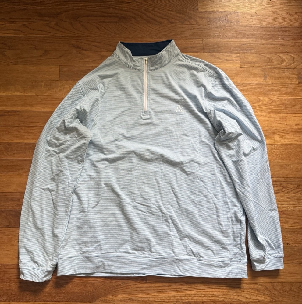 Rhoback Men’s Riva Stripe Performance Quarter Zip 2XL Blue White