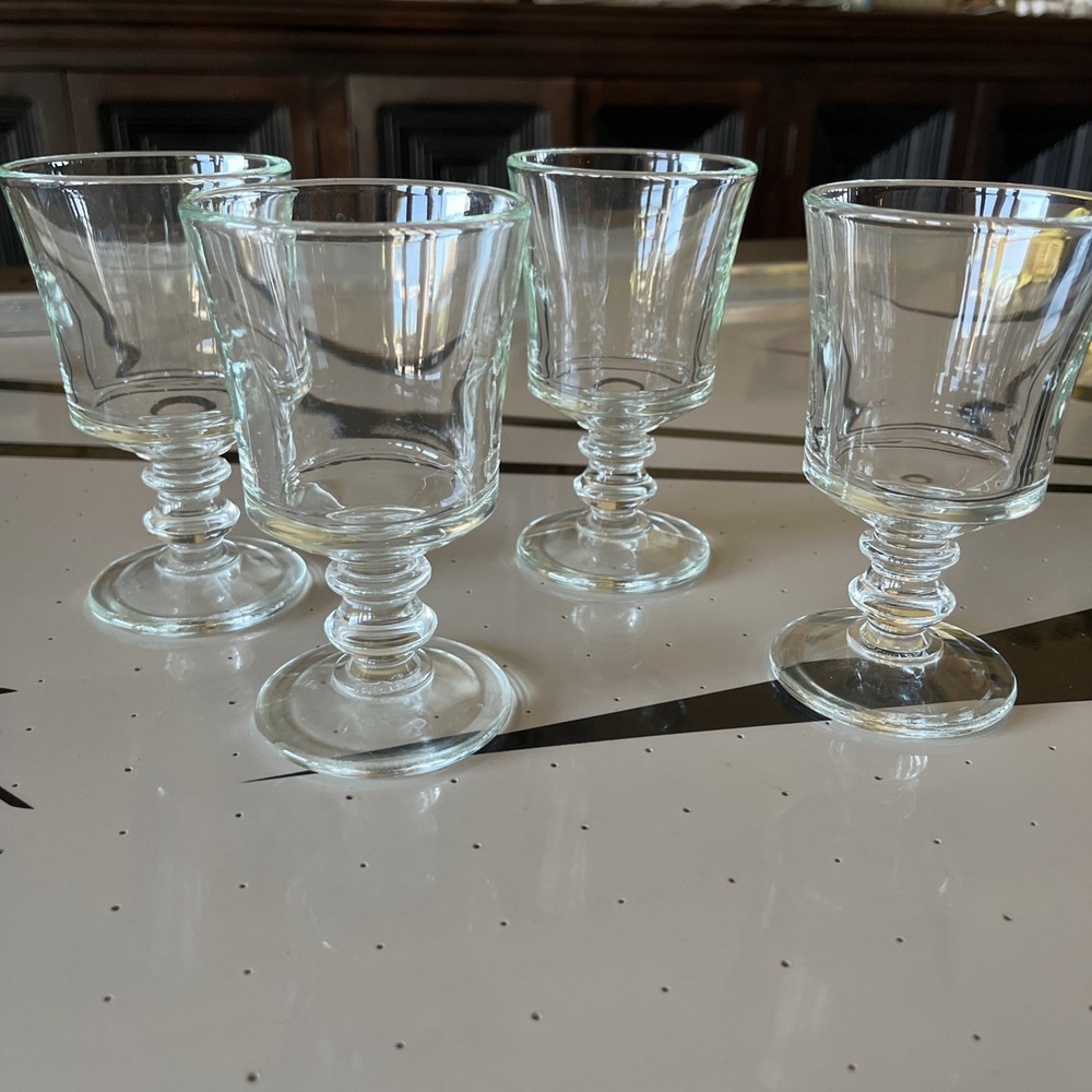Set of 4 Vintage La Rochere Footed Wine Water, Absinthe Glasses 6 oz  goblets-image