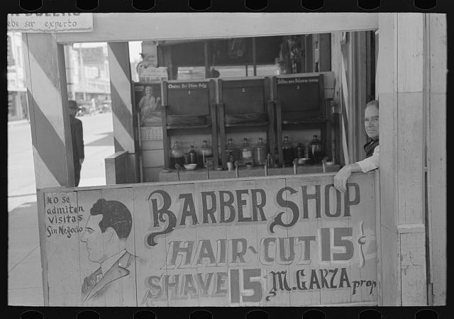 San Antonio Texas 1939 Mexican Barber Shop Haircut Shave Sign Decorations