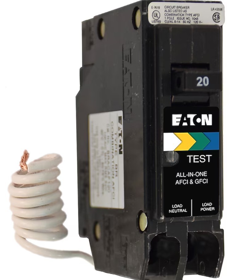 Eaton BRN120A1CS 20A-120V 1-Pole All In One ARC/GROUND FAULT BREAKER