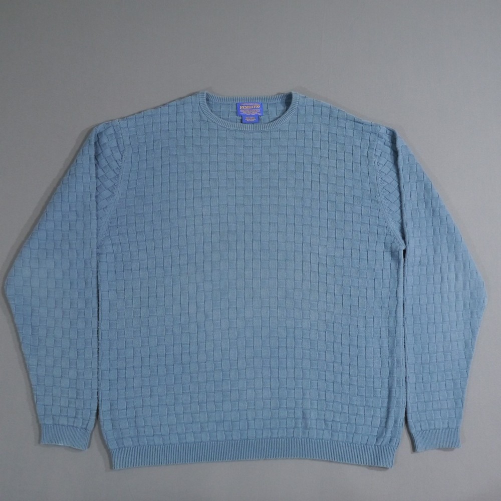 Pendleton Cotton Waffle Knit Men's Sweater L Sleeve Pullover Made in Japan