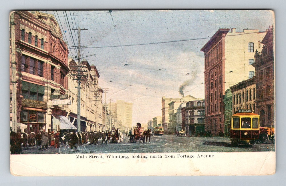 Canada- Manitoba Winnipeg Main Street From Portage Ave Old Card Vintage Postcard