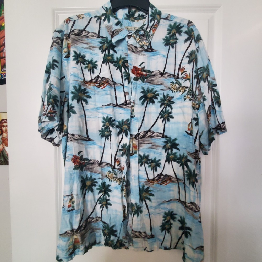 Batik Bay XL Men's Hawaiian Shirt- Blue- Tropical Island Beach Wear- 100% Rayon