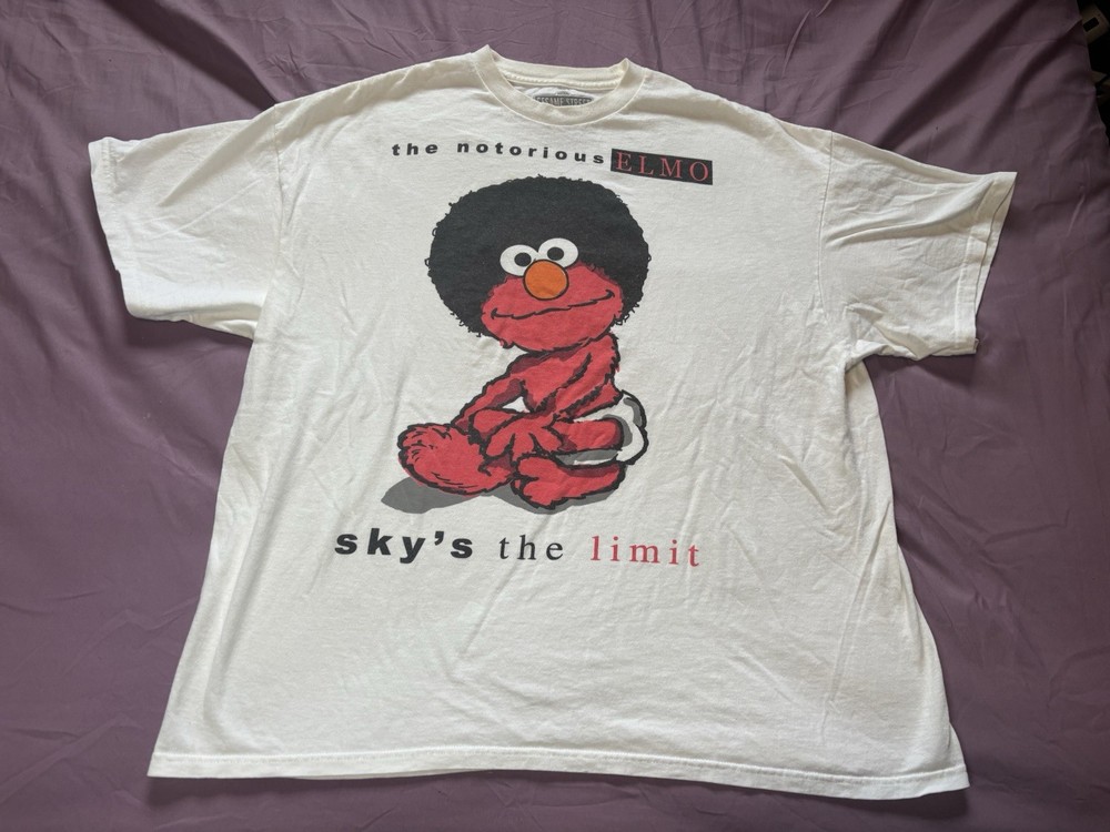 The Notorious Elmo Shirt Mens 2XL White Sesame Street Skys The Limit Parody 2011